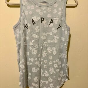 Light Blue Floral Tank Top